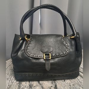 Dooney and Bourke Florentine Leather Flap Satchel, EUC, Black